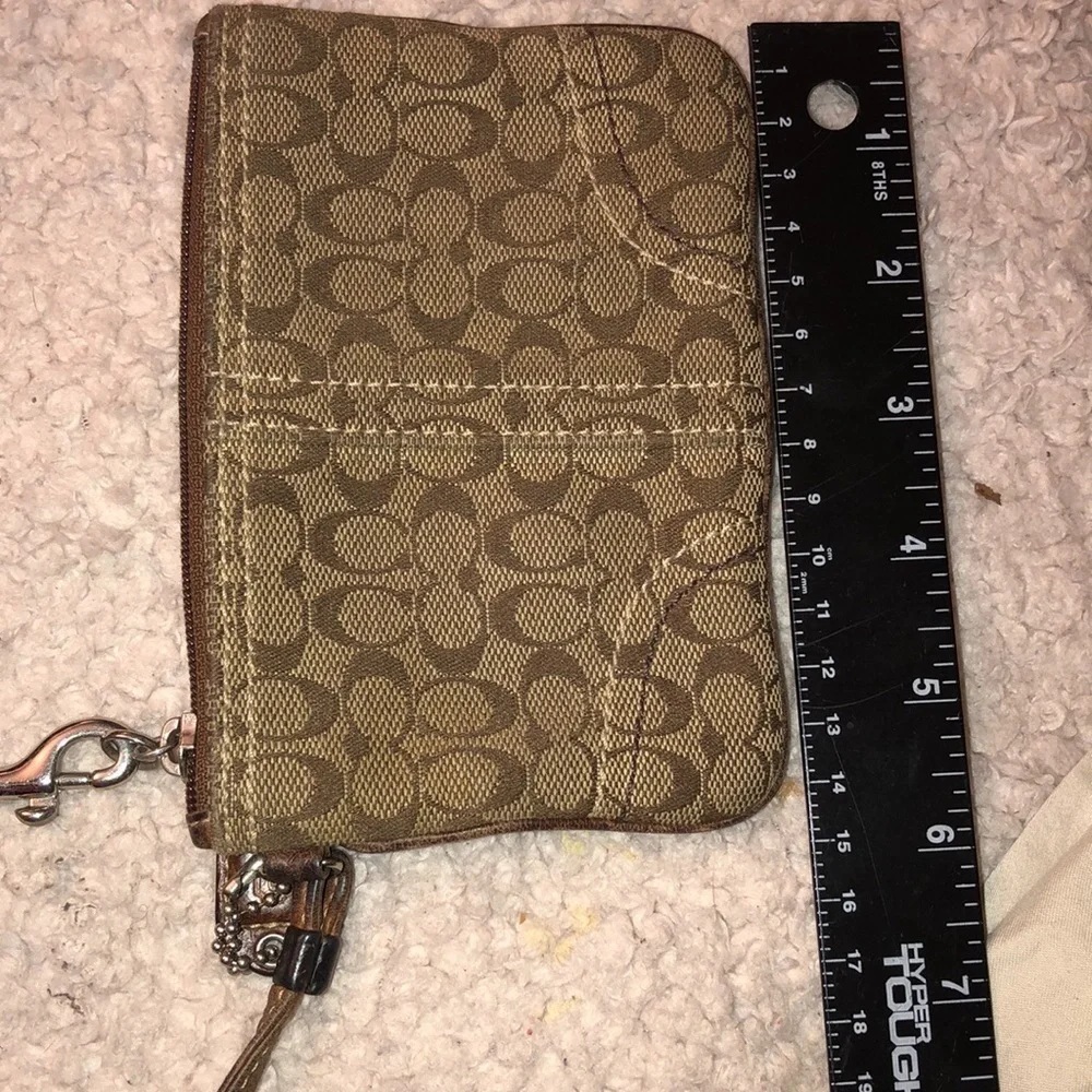 Coach brown & tan monogram wristlet & hang tag matching pieces available